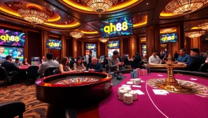 Experience the thrill of qh88 with vibrant casino tables and poker action.