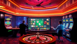 A thrilling scene illustrating players engaging with sites de casino en ligne at a virtual casino table.