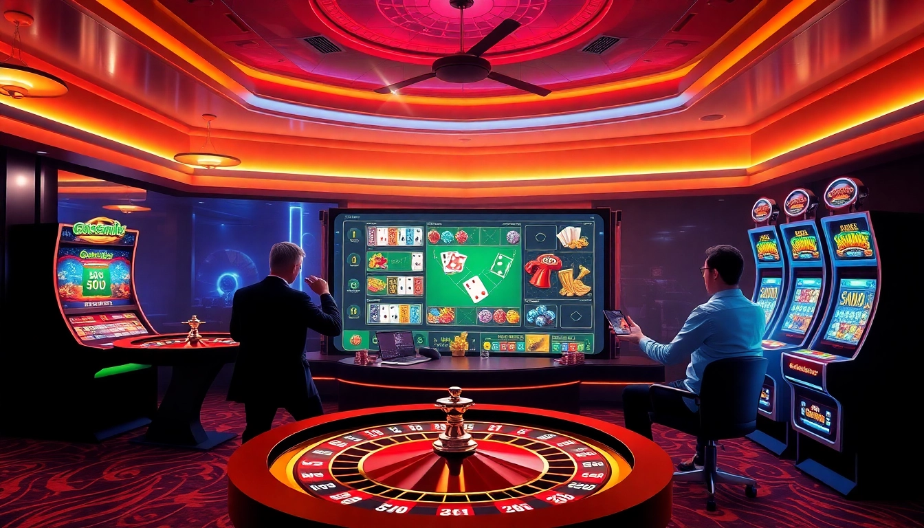 A thrilling scene illustrating players engaging with sites de casino en ligne at a virtual casino table.