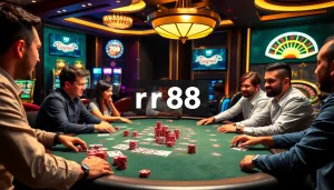 Experience thrilling gameplay at RR88 link's casino, featuring vibrant poker games and glamorous atmosphere.